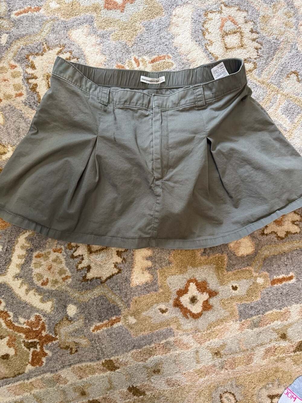 Abercrombie & Fitch Womens Large Green Pleated Mini Skort Shorts Casual